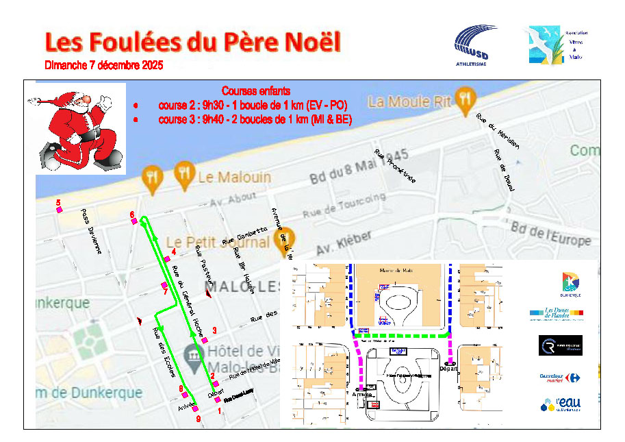 Plan 1 des Foulées du Père Noël Dunkerque - Malo 2025